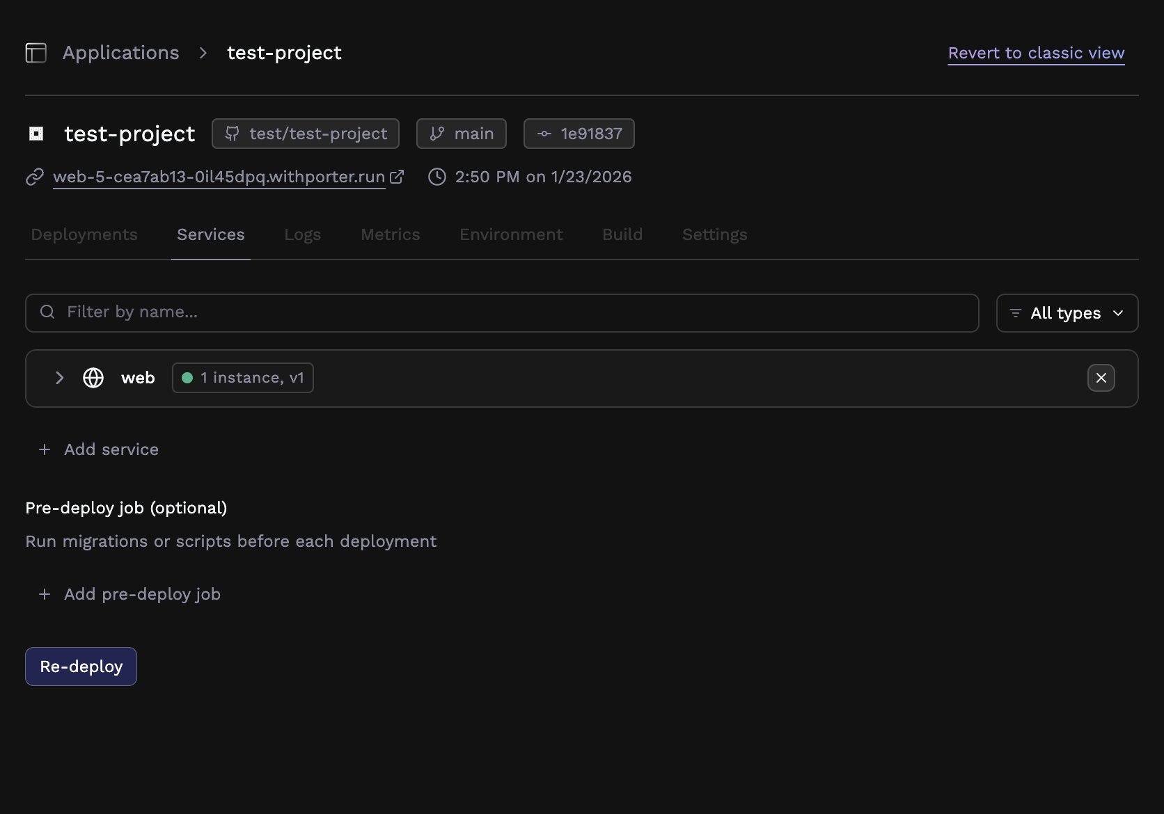 Deployed application
