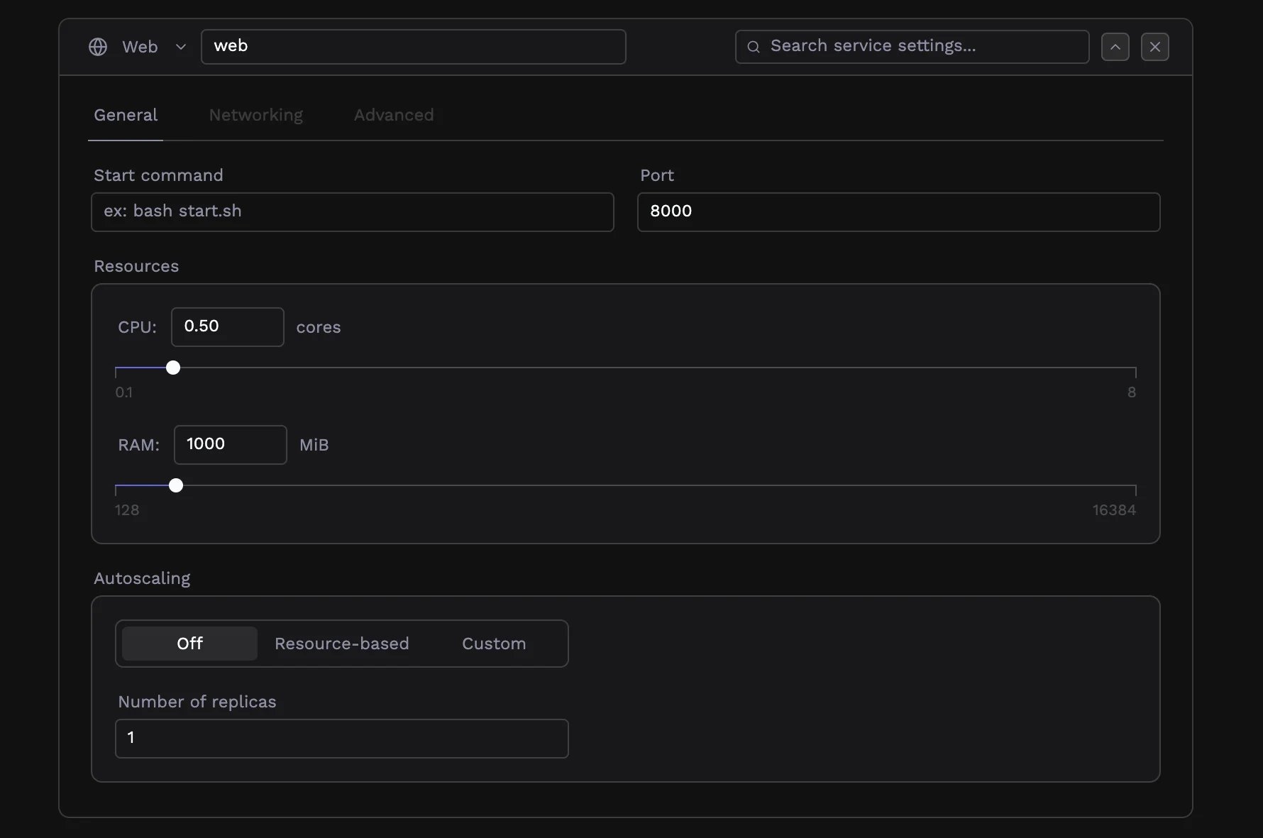 CPU and RAM Configuration