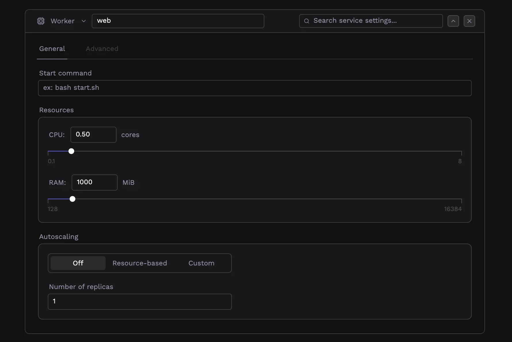 Worker service configuration