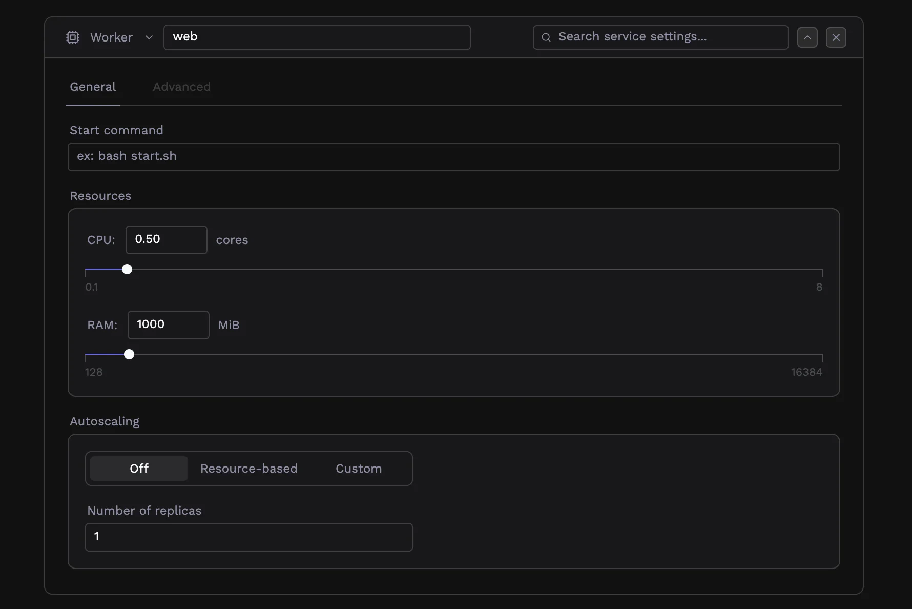 Worker service configuration