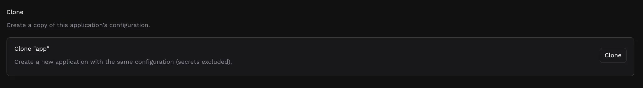 clone application button