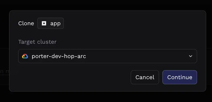 clone application cluster selection