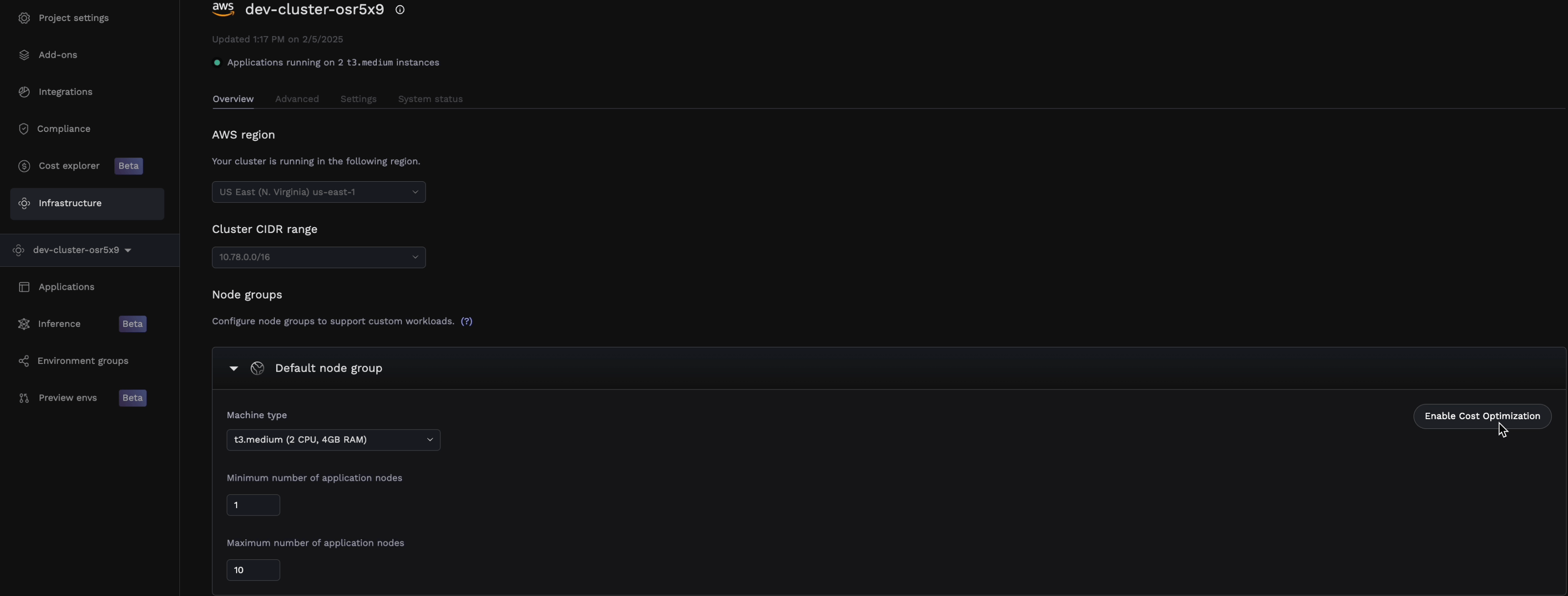 Fixed Node Group Configuration