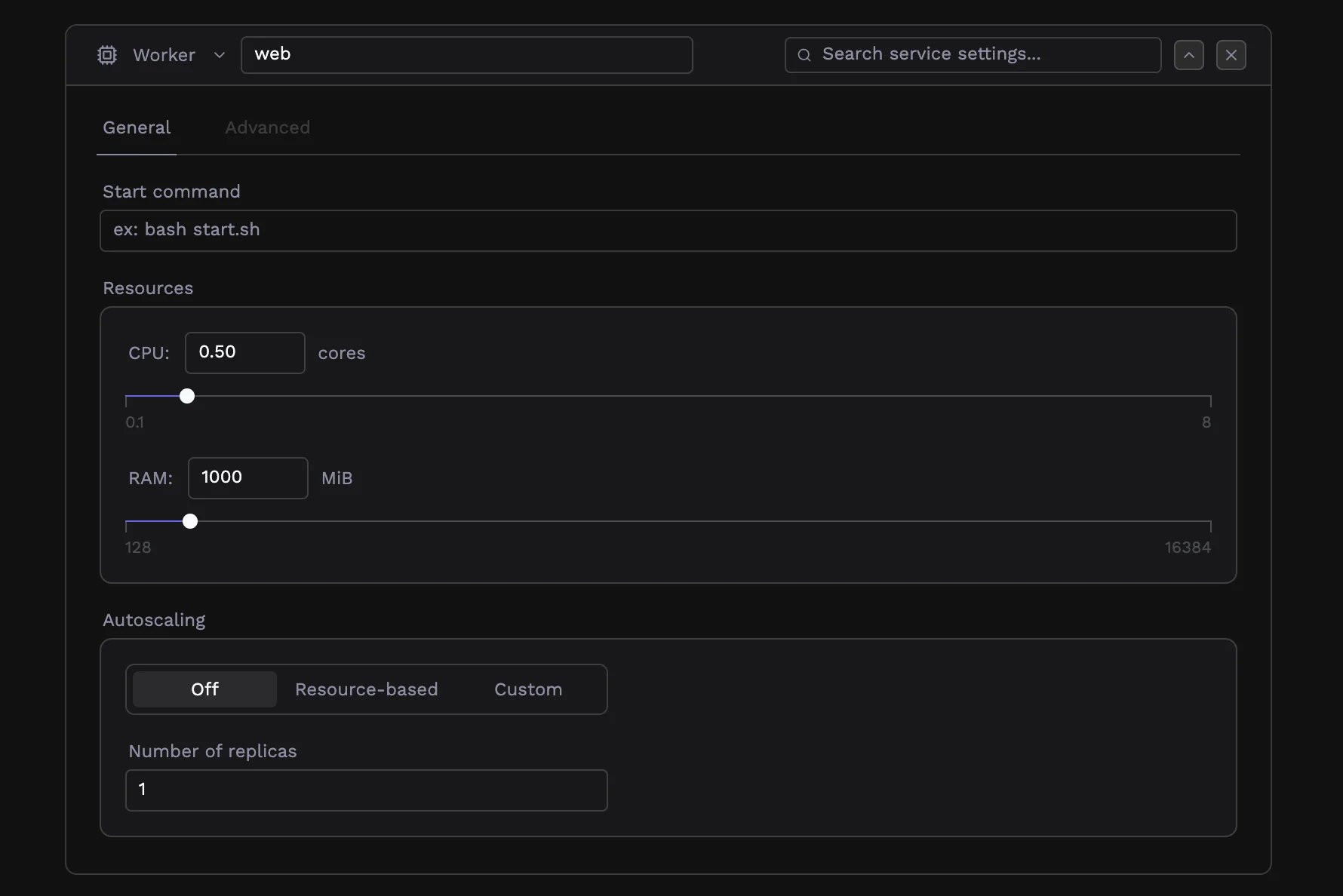 Worker service configuration