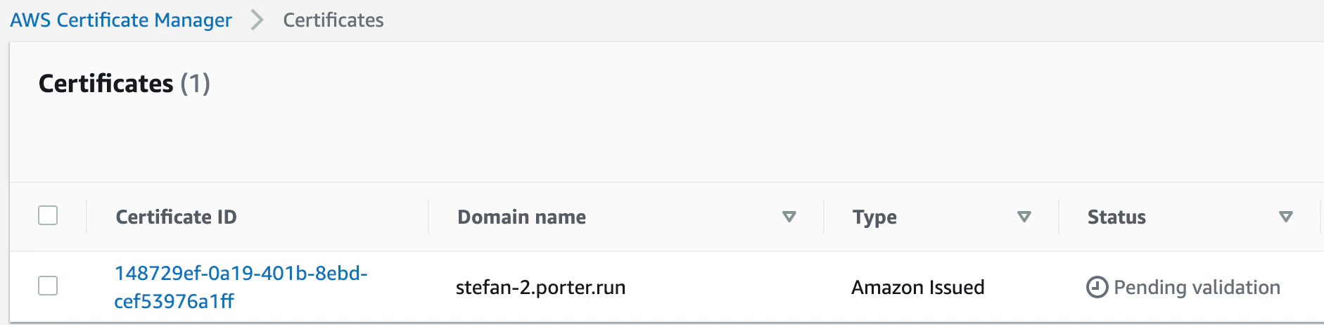 Pending Certificate