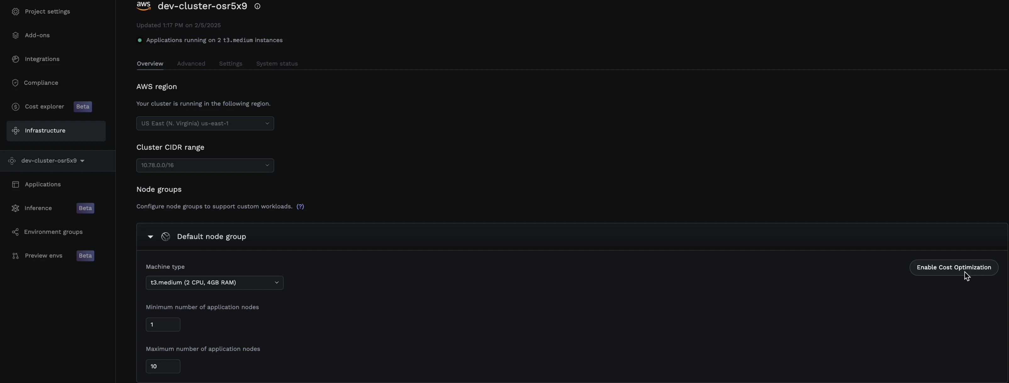 Fixed Node Group Configuration