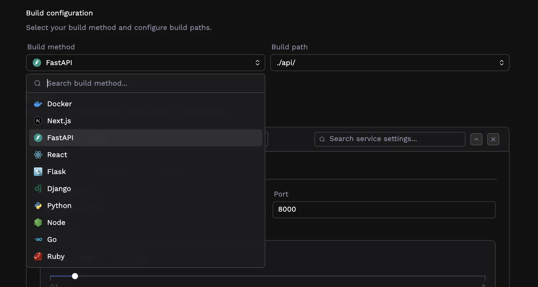 Build method selector