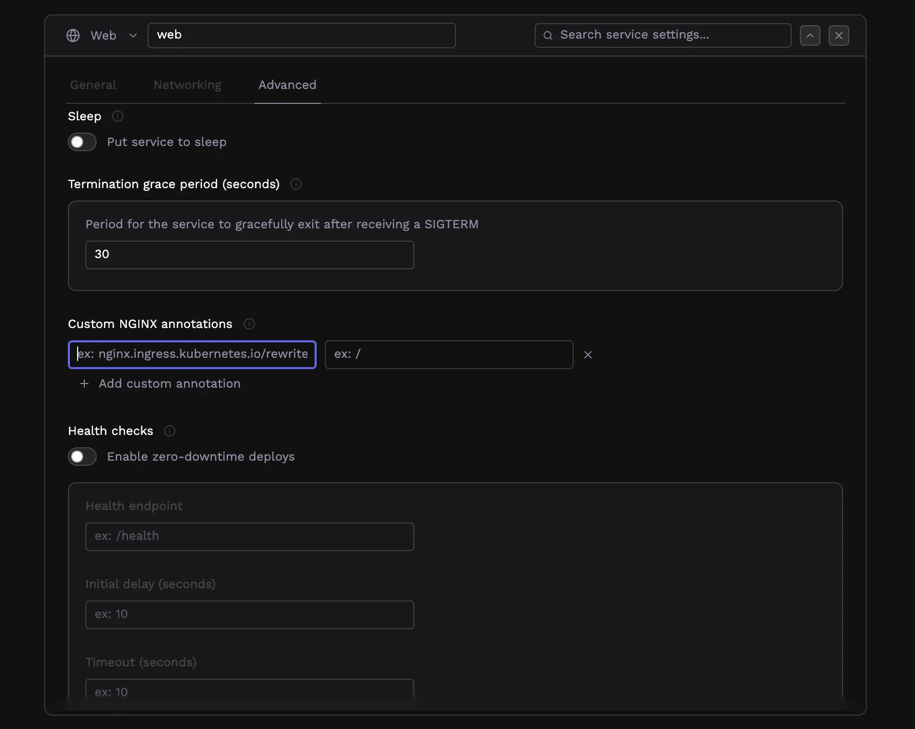 Custom NGINX annotations