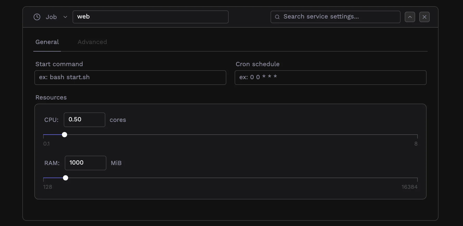 Job configuration with cron schedule