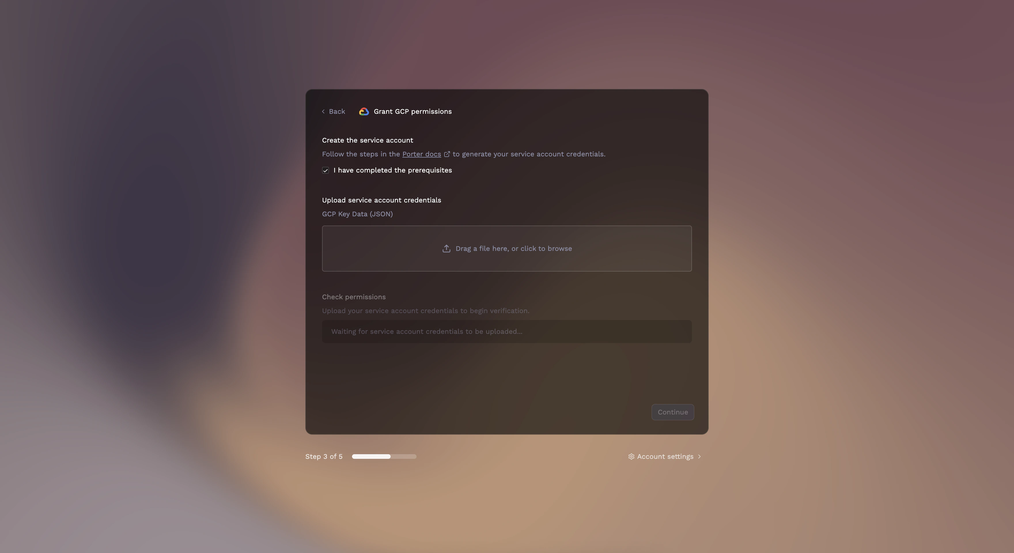 Upload GCP service account key
