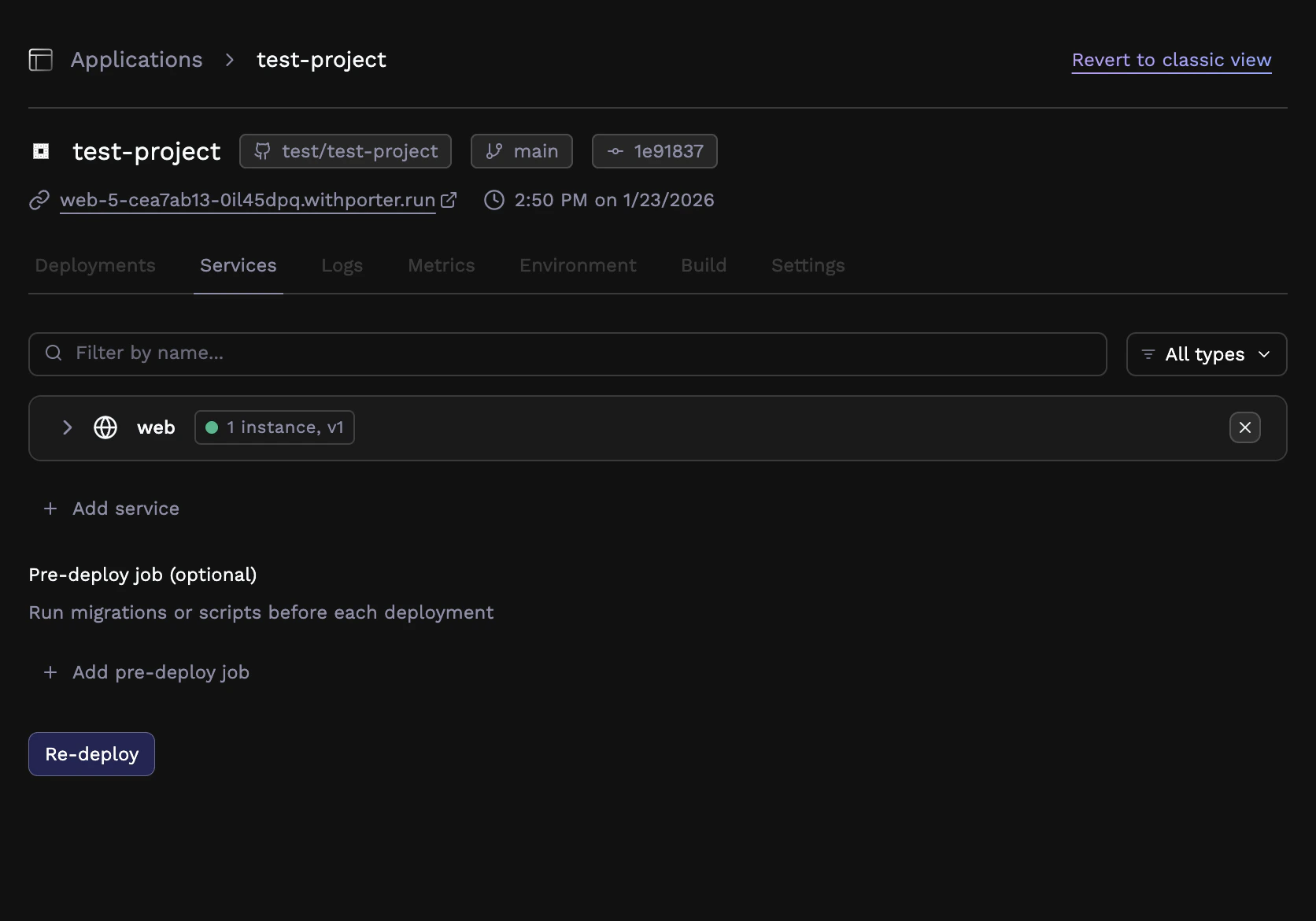 Deployed application
