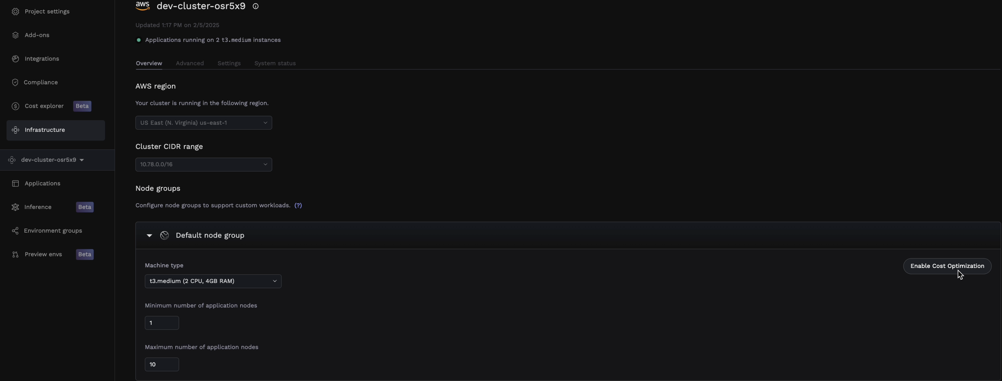 Fixed Node Group Configuration