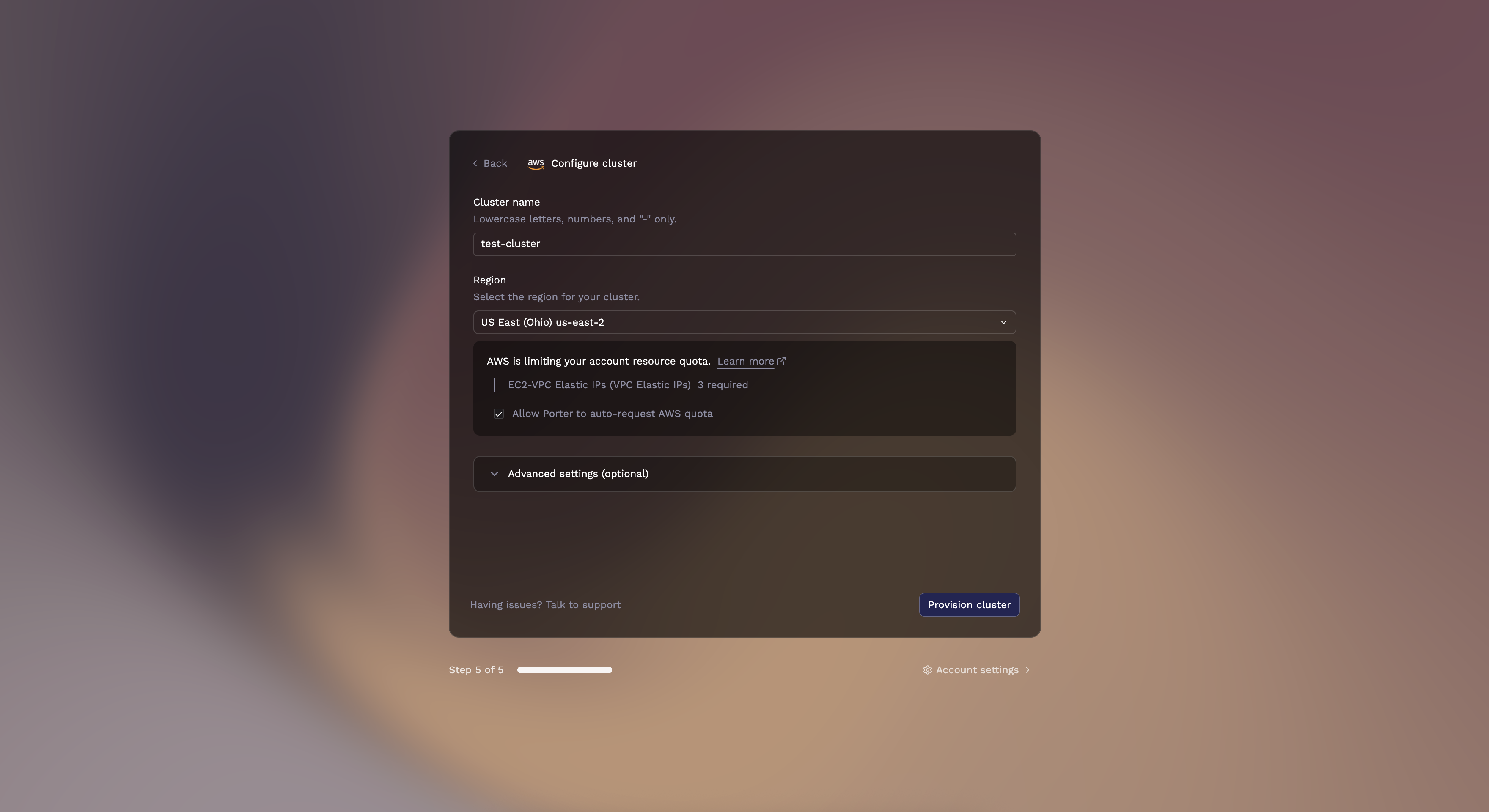 AWS quota limits