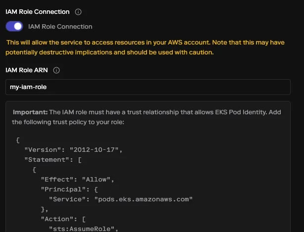 IAM Role Connection UI