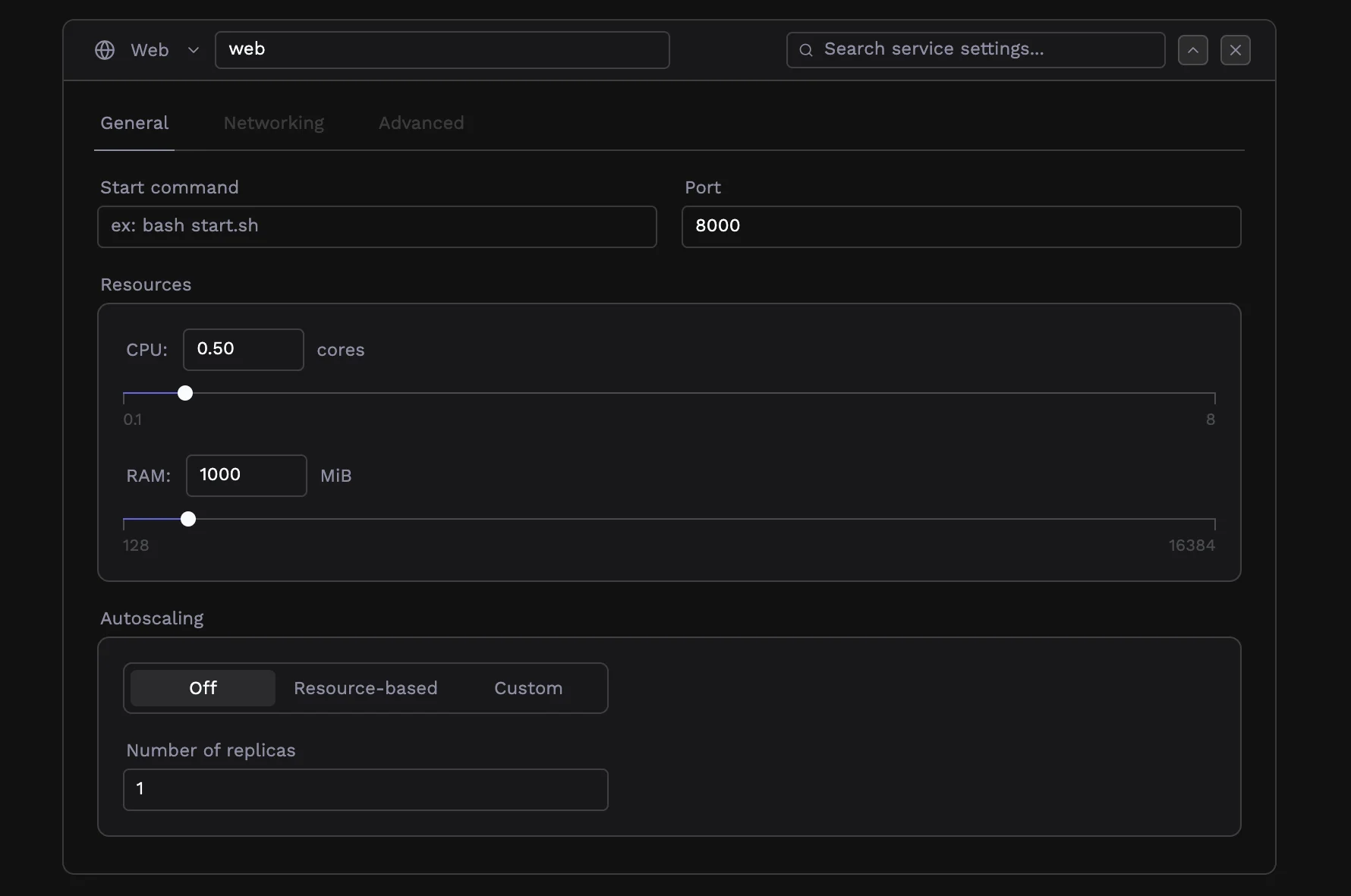 CPU and RAM Configuration