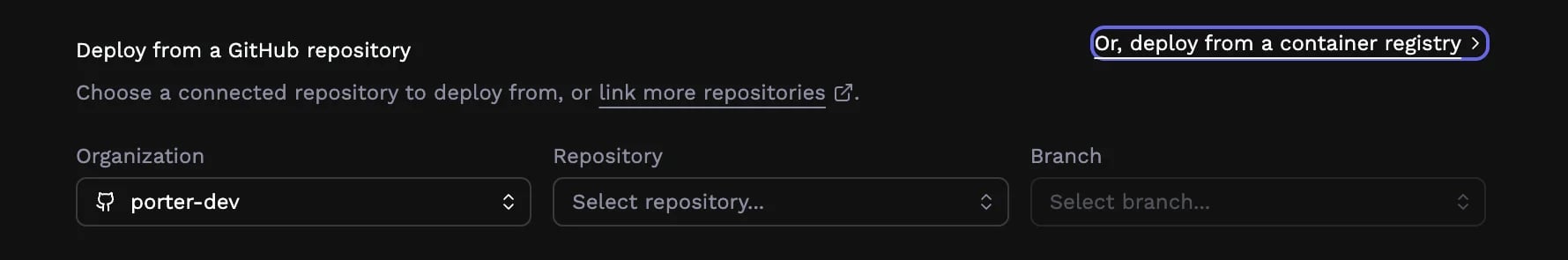 GitHub deployment page with container registry link