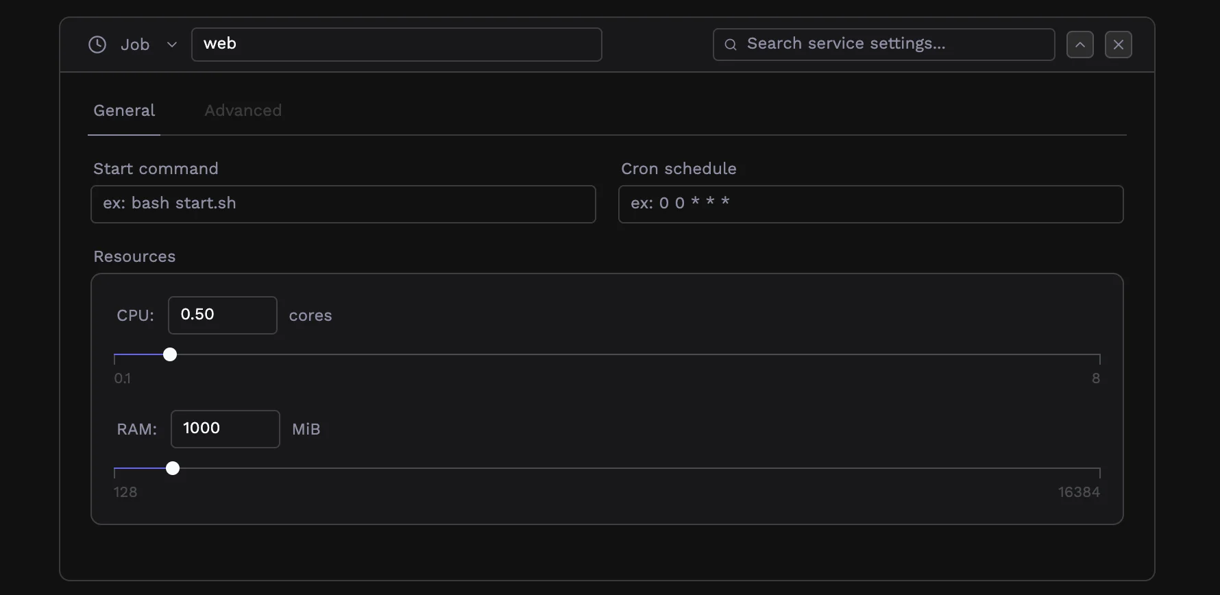 Job configuration with cron schedule