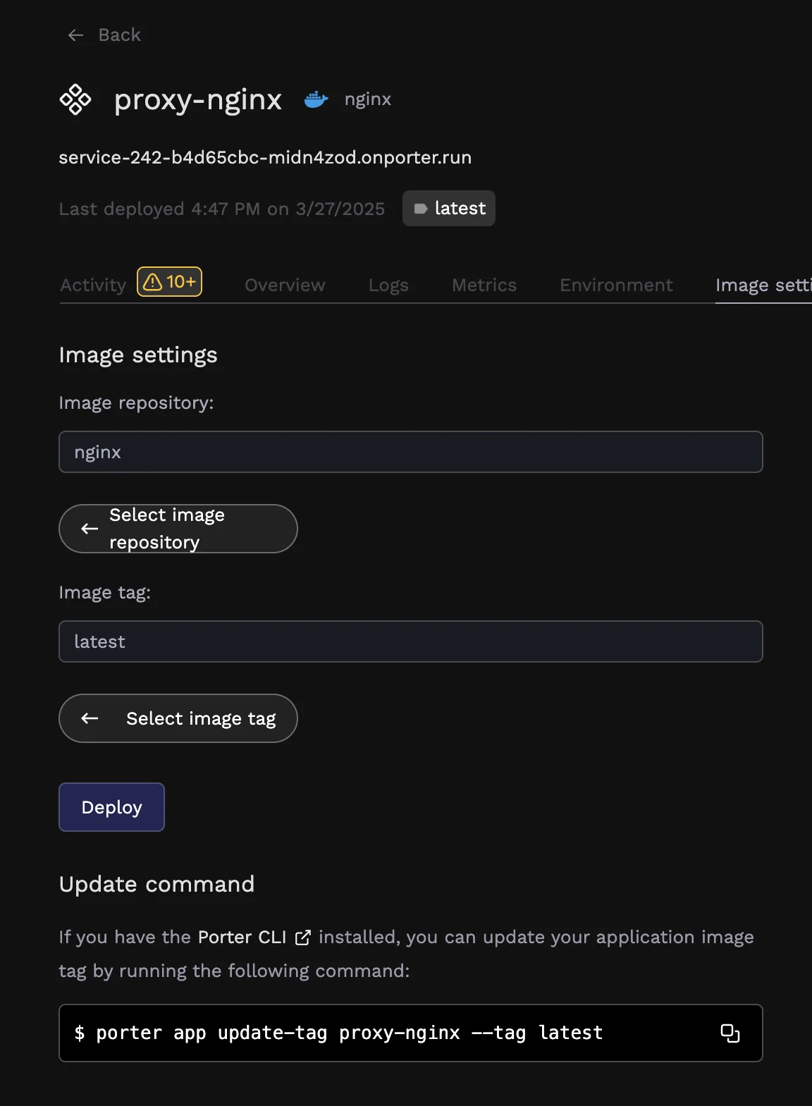 Update tag interface