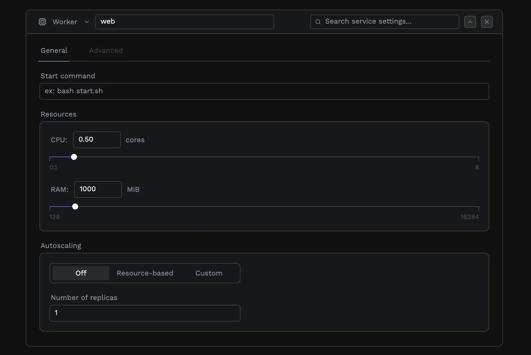 Worker service configuration
