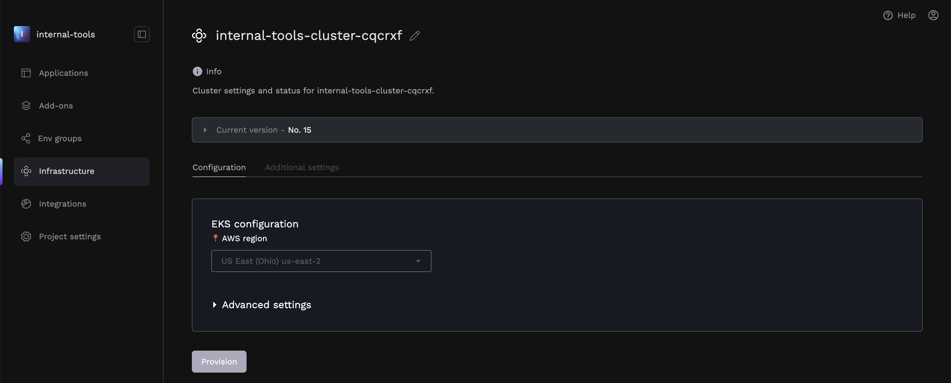 Infrastructure Tab