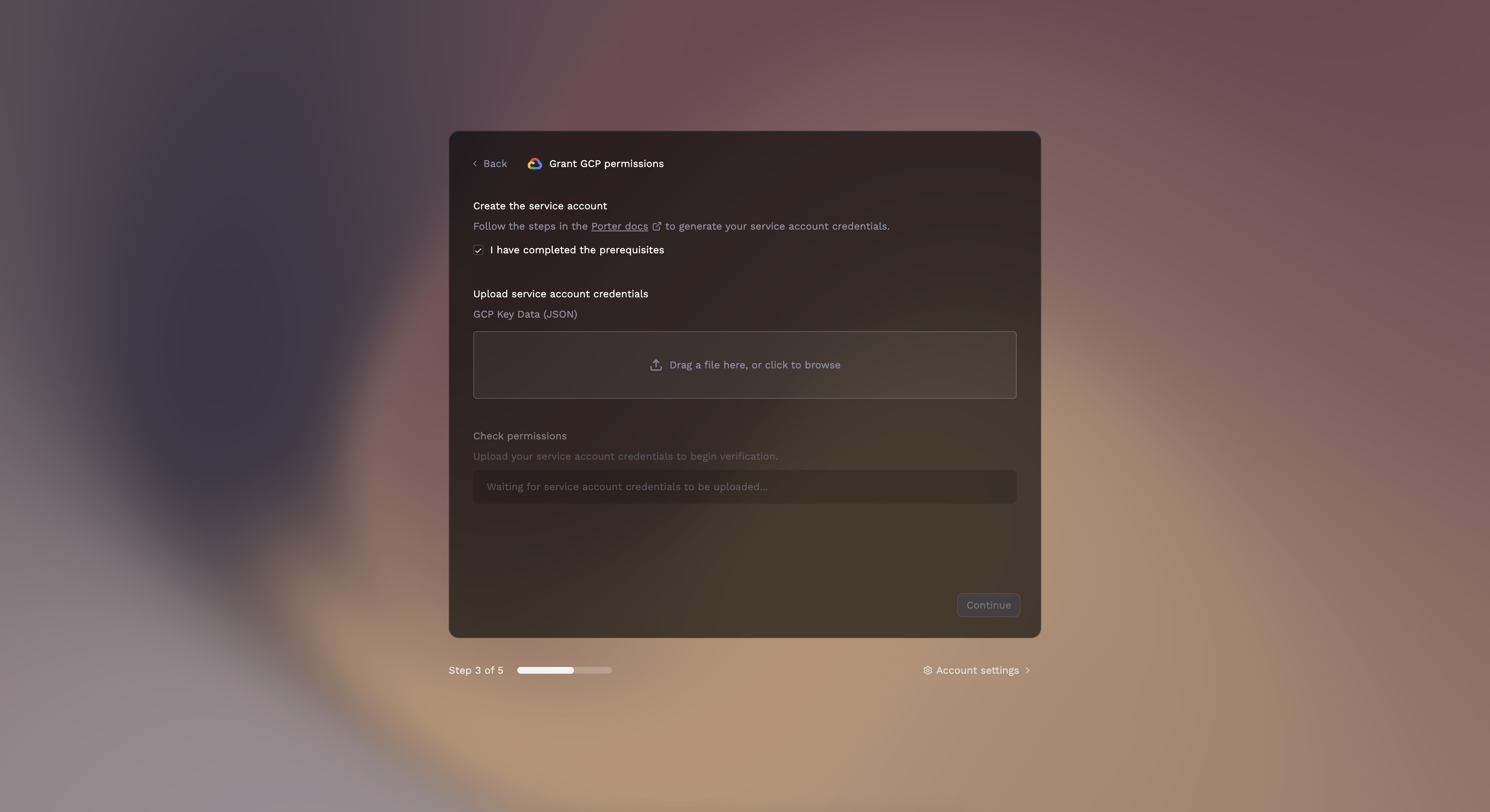 Upload GCP service account key