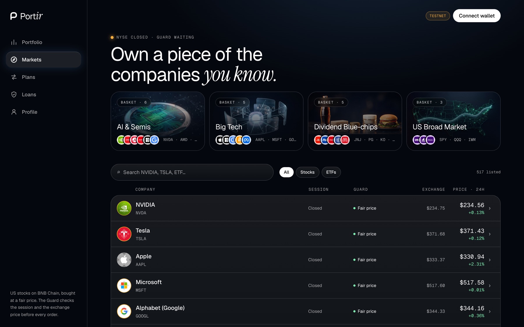 Connect wallet, top right