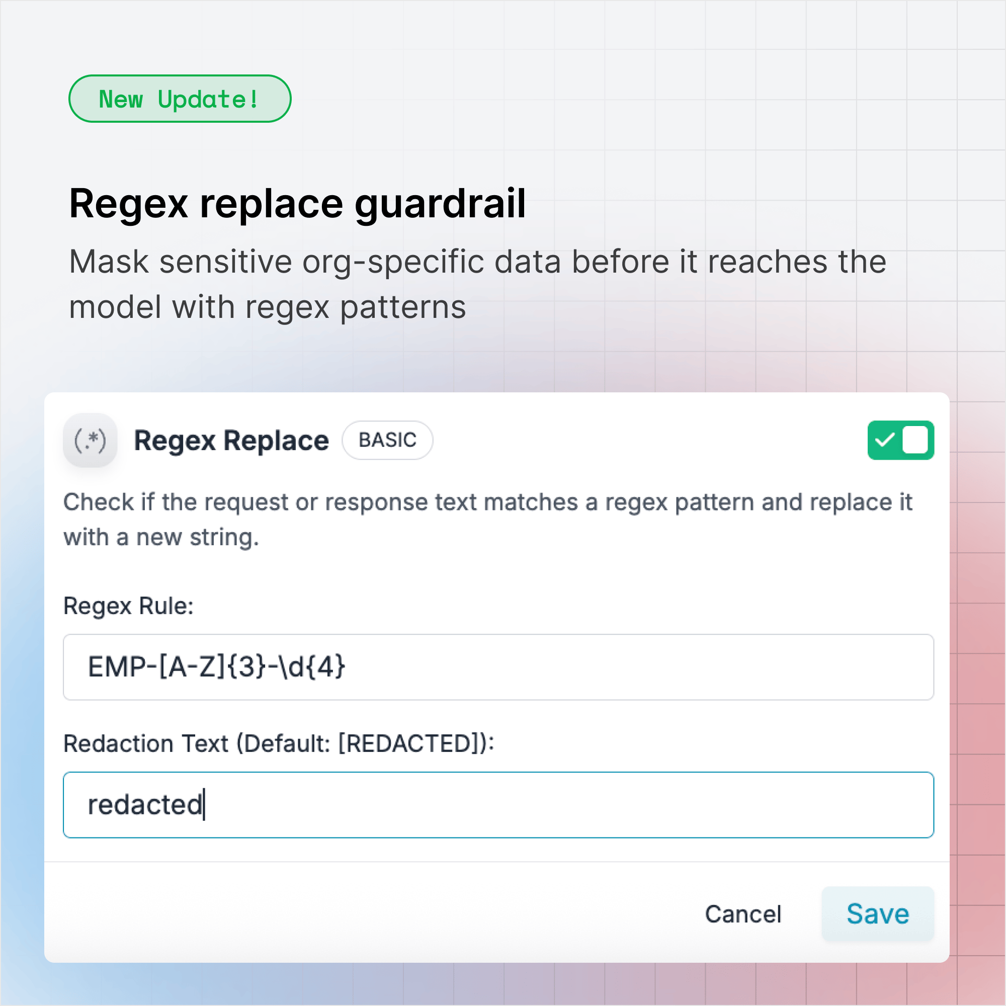 Regex Replace Guardrail