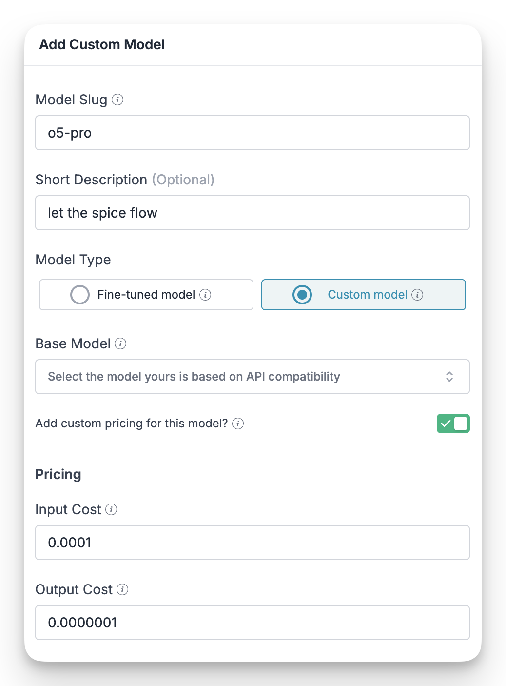 Add Custom Model Form