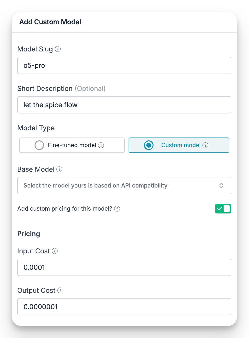 Add Custom Model Form