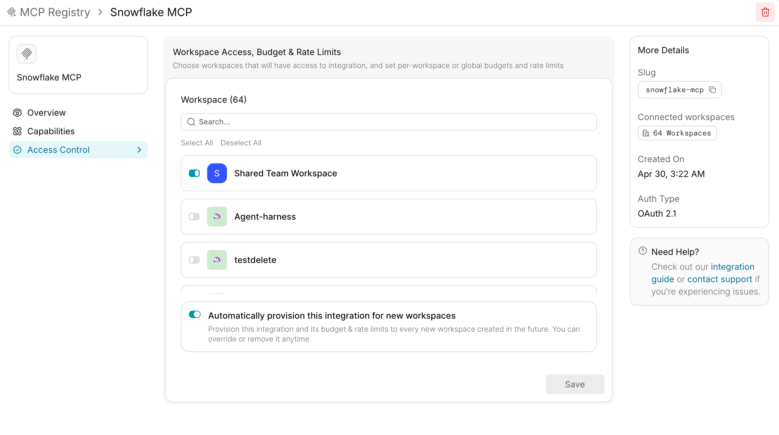 Workspace access control
