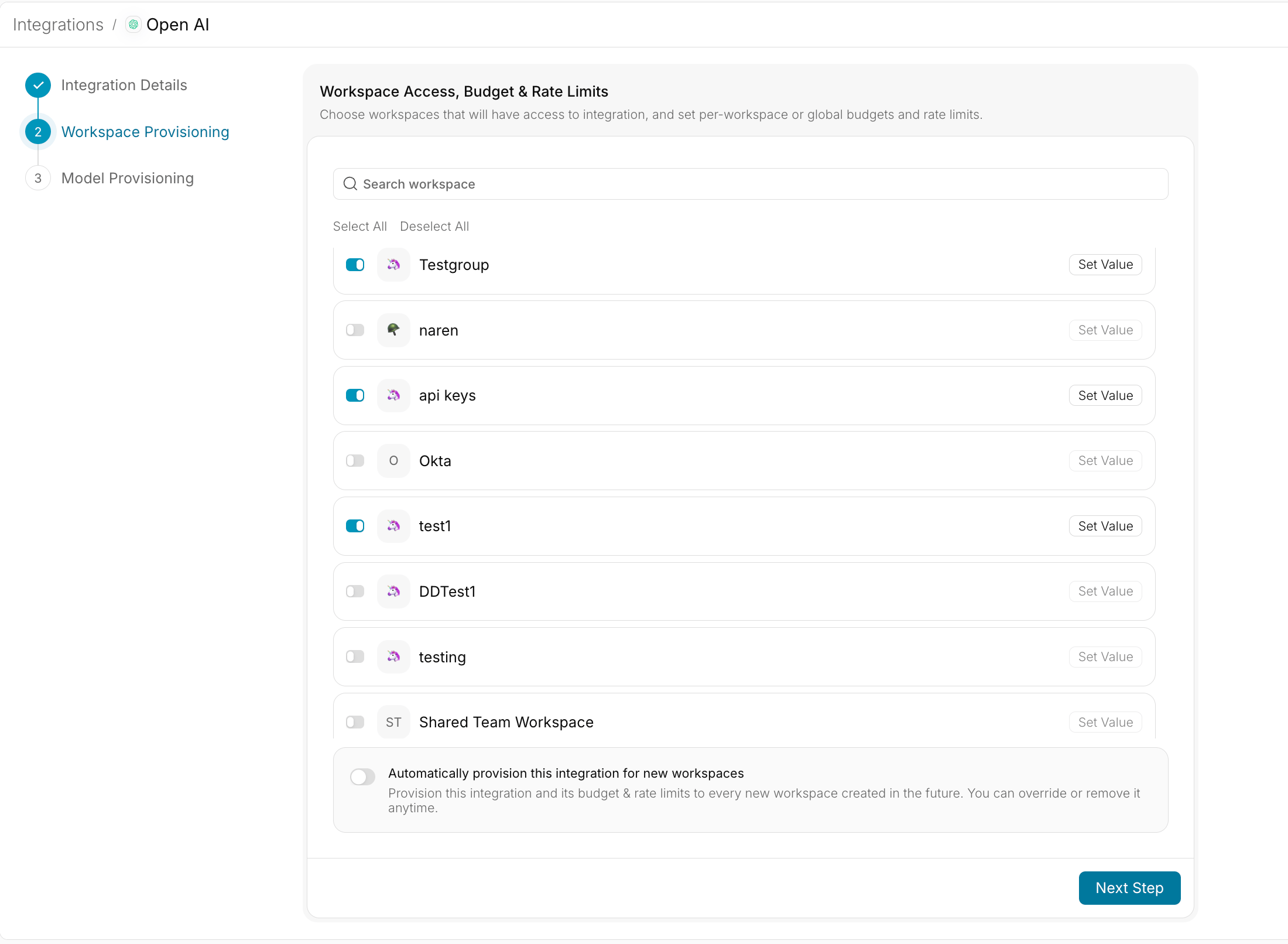 Workspace Provisioning Configuration