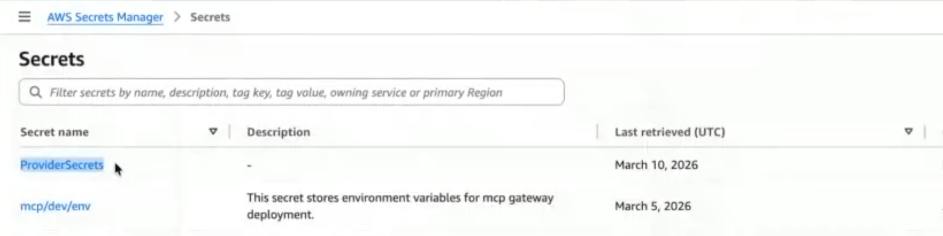 Secret Location Configuration