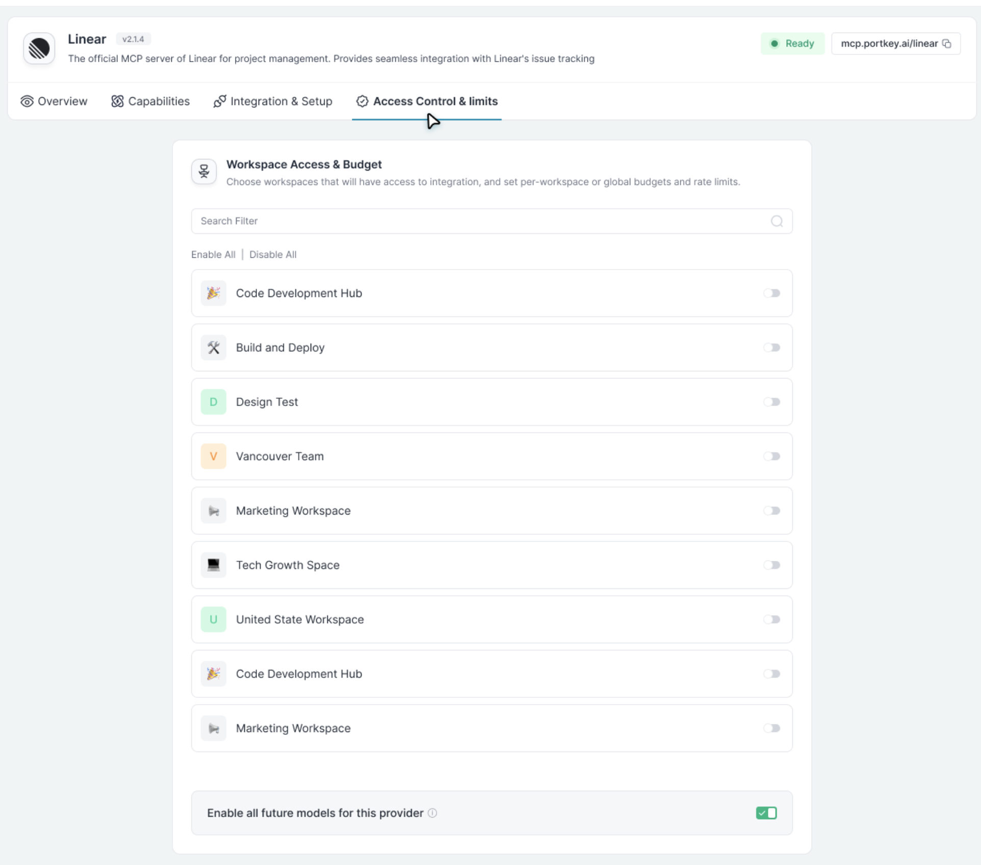 Provision server access to workspaces