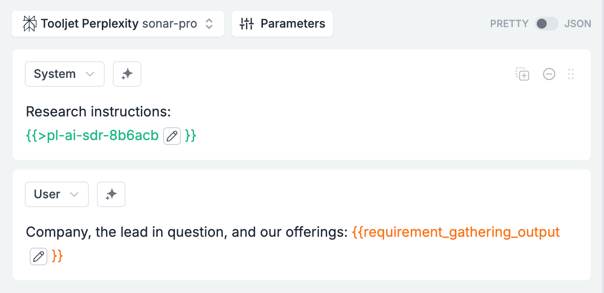 Researcher template configuration