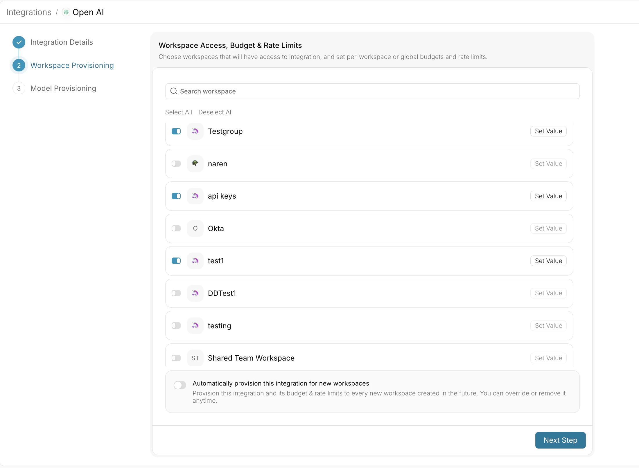 Workspace Provisioning Configuration