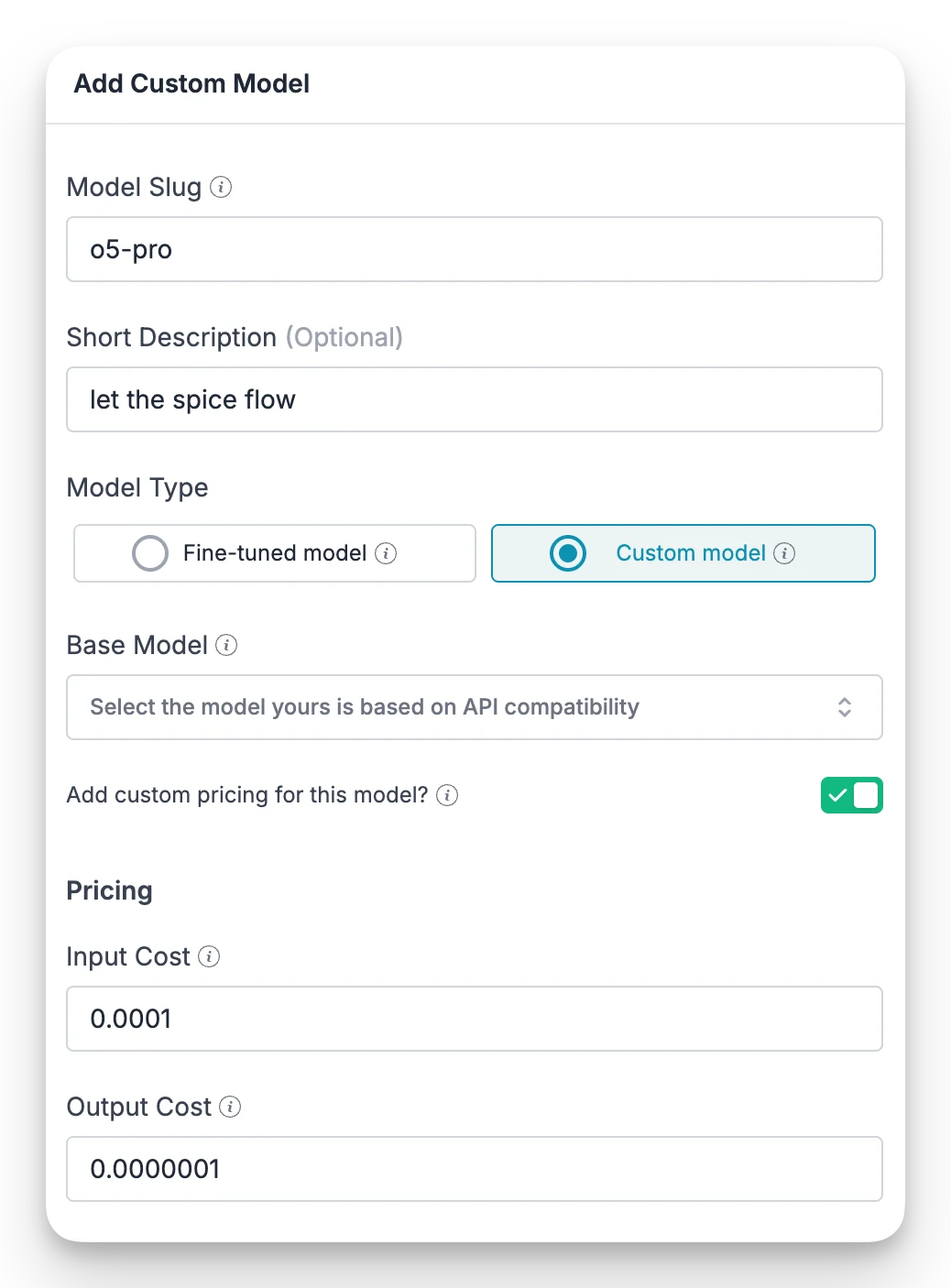 Add Custom Model Form
