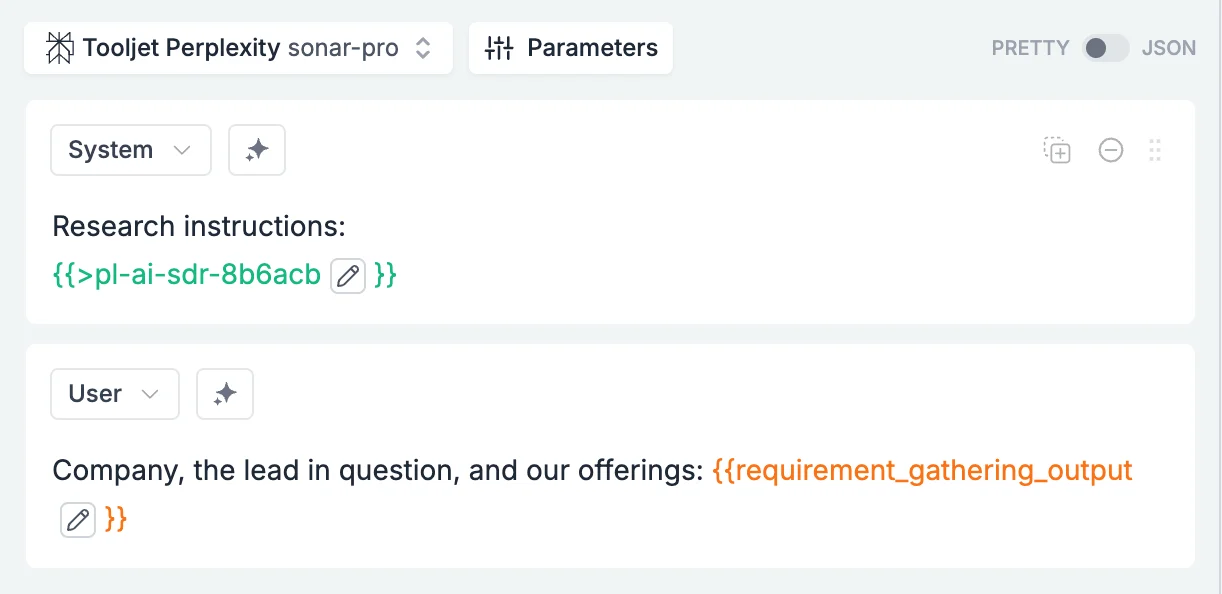 Researcher template configuration