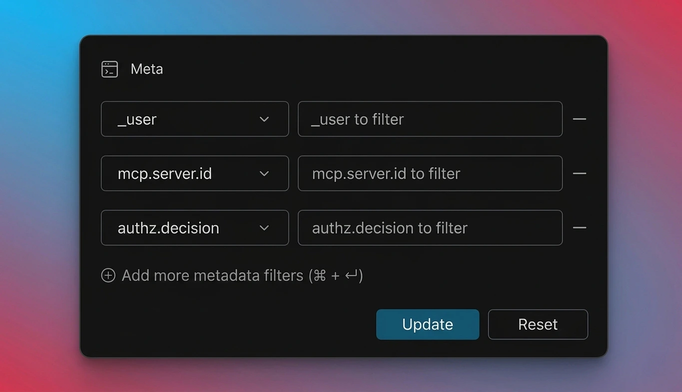 Metadata filters in logs