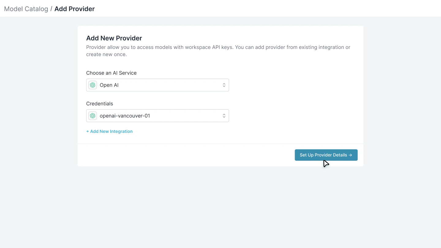 Model Catalog - Add credentials