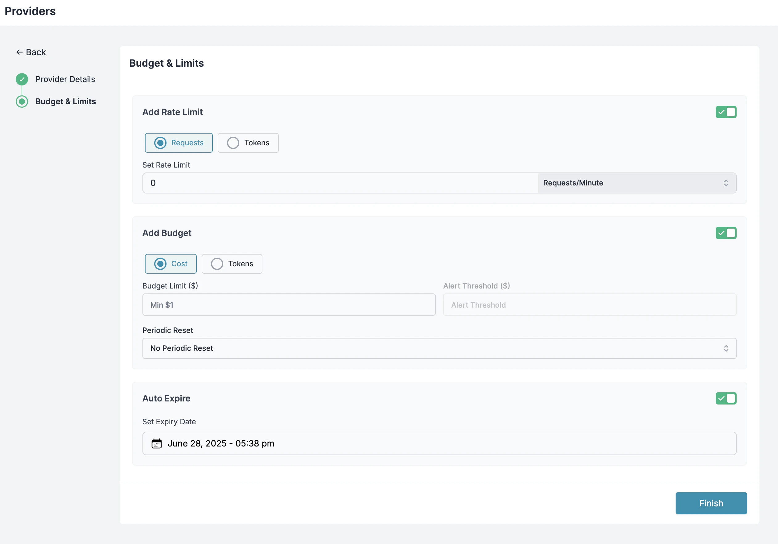 Budget and Rate Limit Configuration