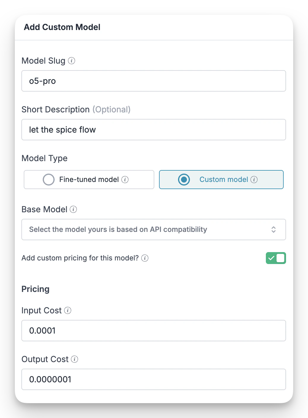 Add Custom Model Form