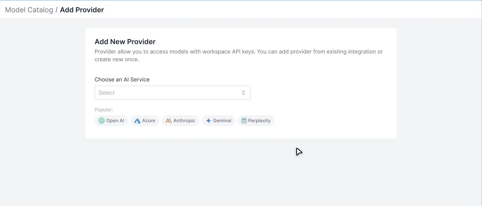Portkey Model Catalog - Add Provider - Choose Service