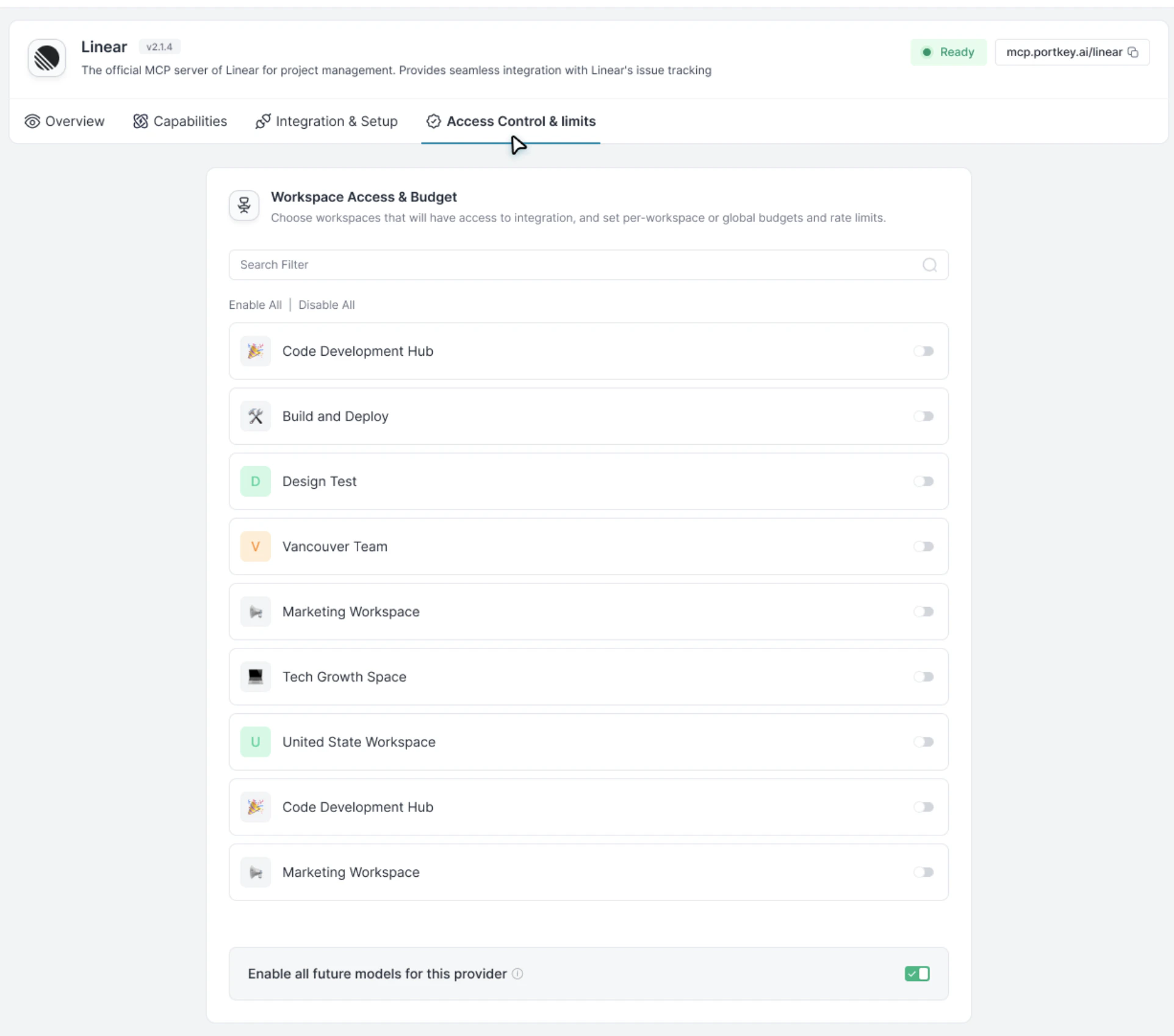 Provision server access to workspaces