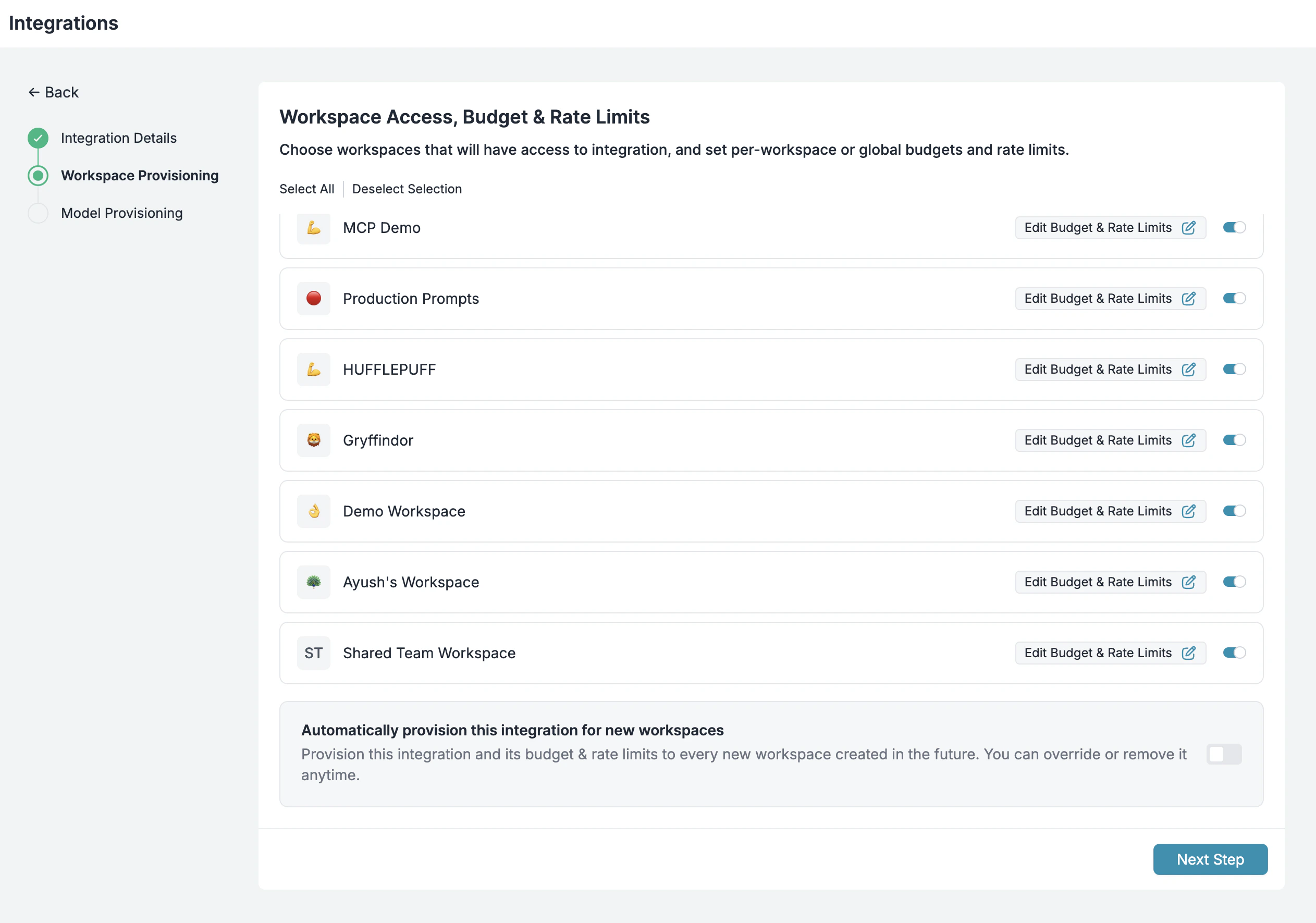 Workspace Provisioning Interface