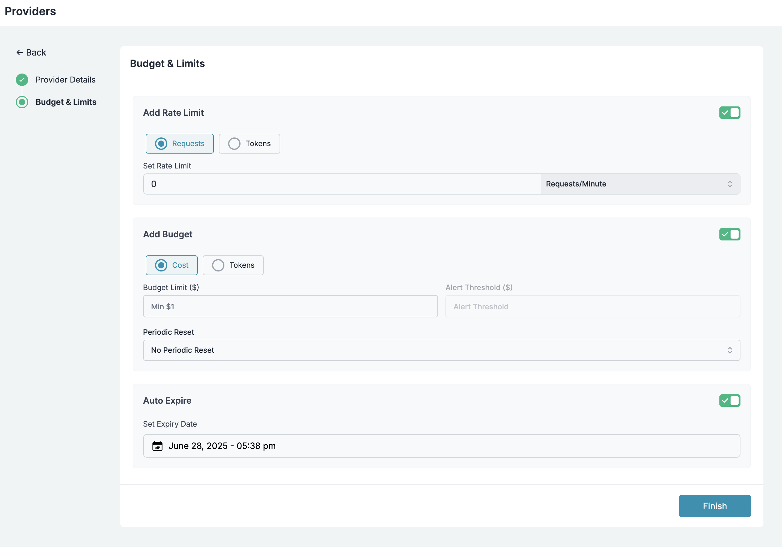 Budget and Rate Limit Configuration