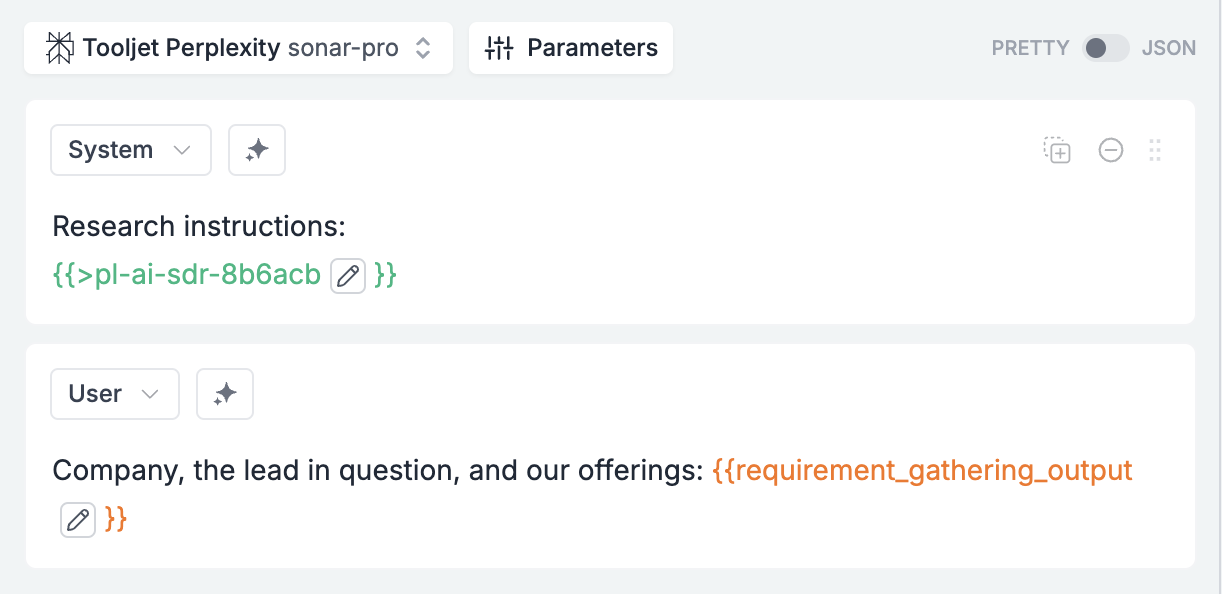 Researcher template configuration