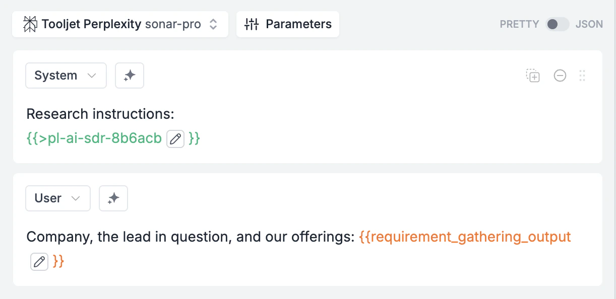 Researcher template configuration