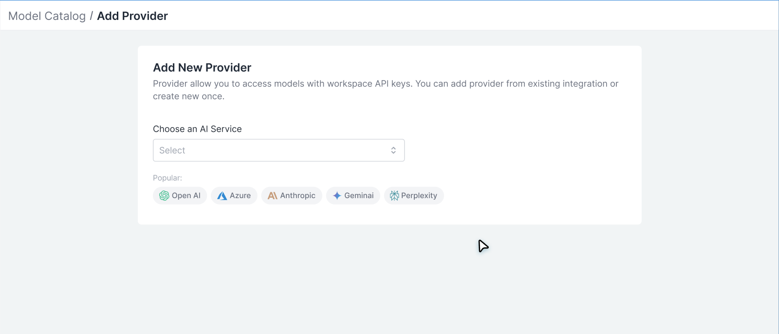 Portkey Model Catalog - Add Provider - Choose Service