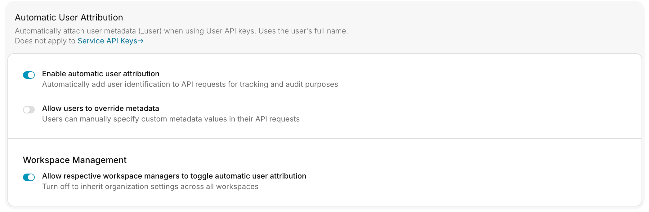 Request Logging Settings in Admin Panel