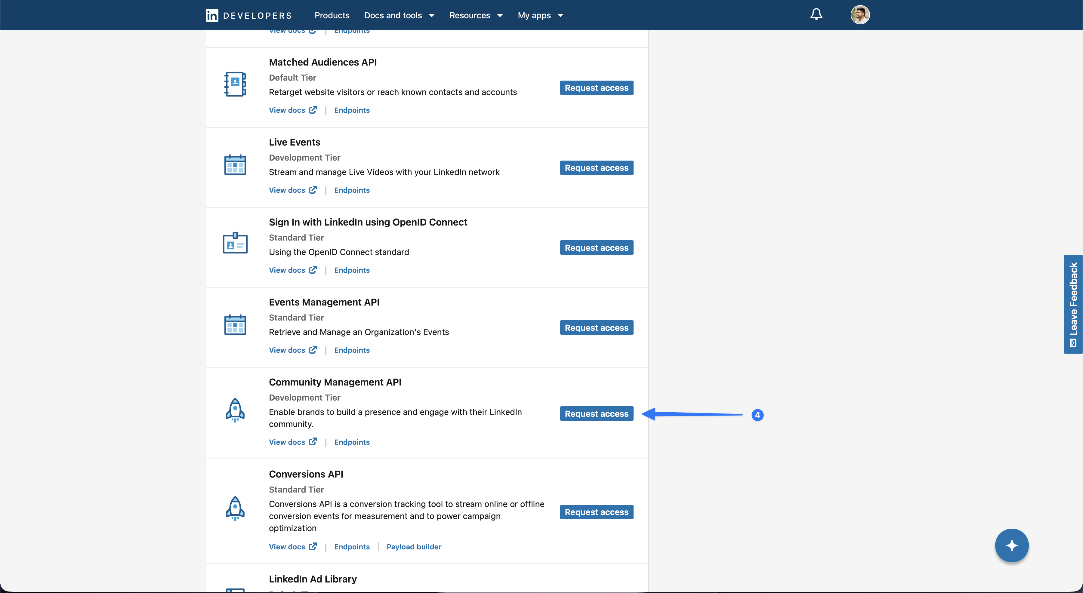 LinkedIn Pages setup: request community management api access.